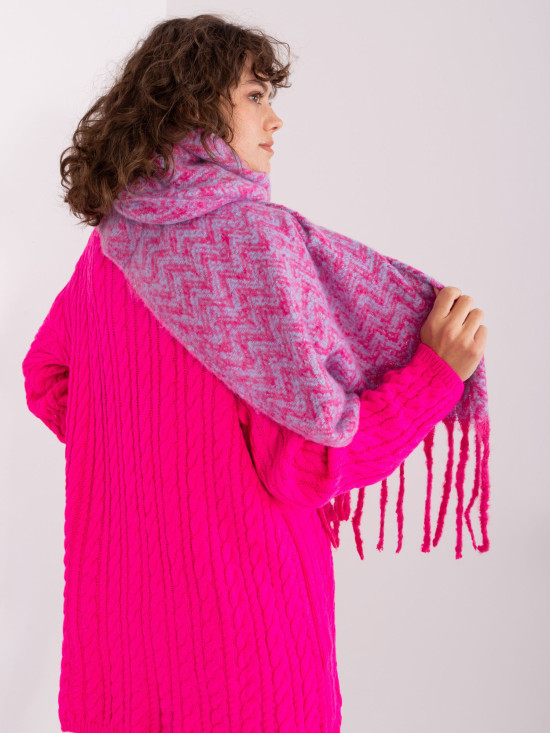 Șal damă roz-albastru din tricot