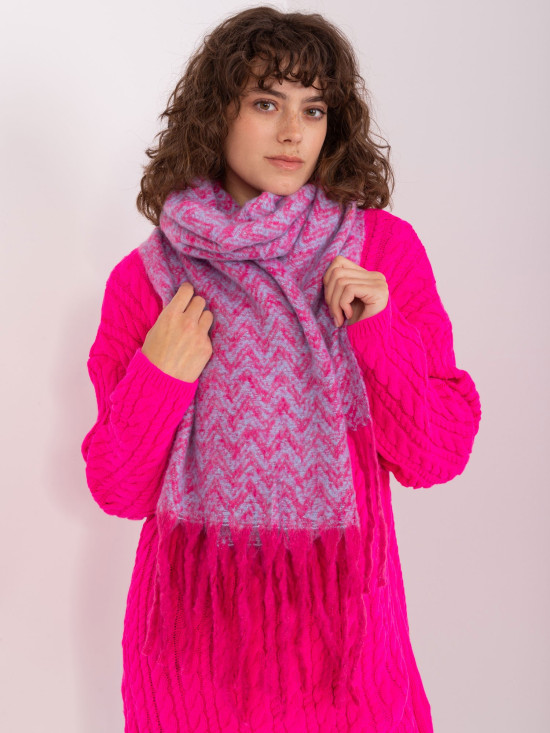 Șal damă roz-albastru din tricot