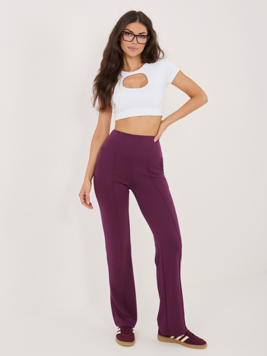 Pantaloni sport mov închis cu croială dreaptă