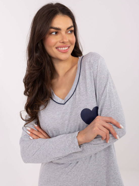 Cămașă de noapte gri cu imprimeu pentru femei