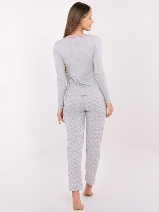 Pijamă din bumbac cu imprimeu, gri