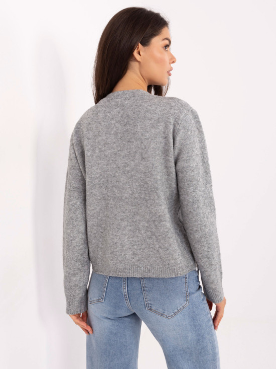 Pulover elegant gri cu mâneci lungi