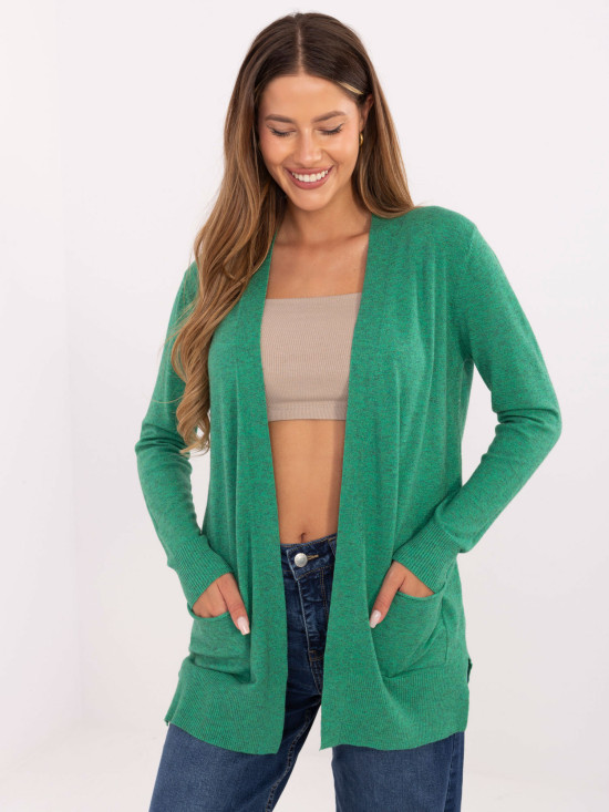 Cardigan verde cu buzunare