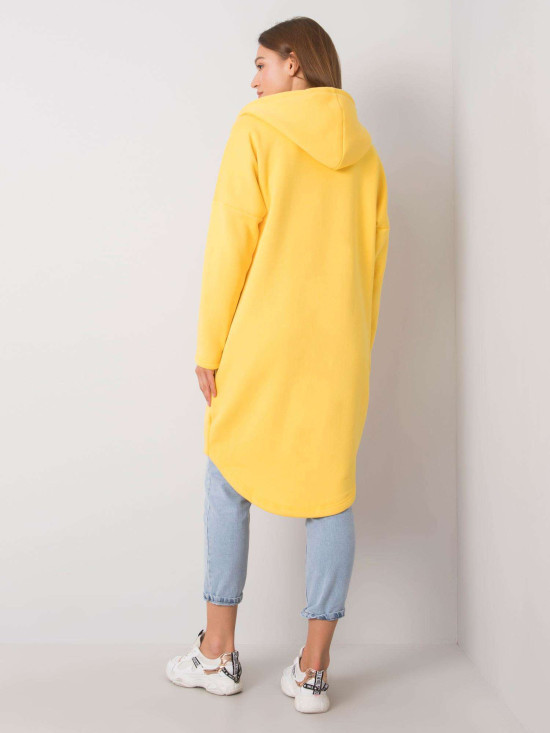 Hanorac lung galben cu glugă și fermoar