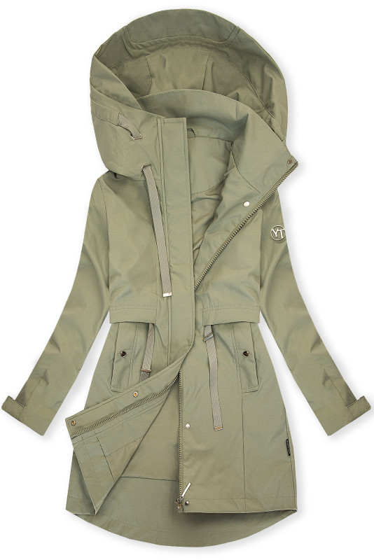 Parka de primăvară cu glugă mare khaki