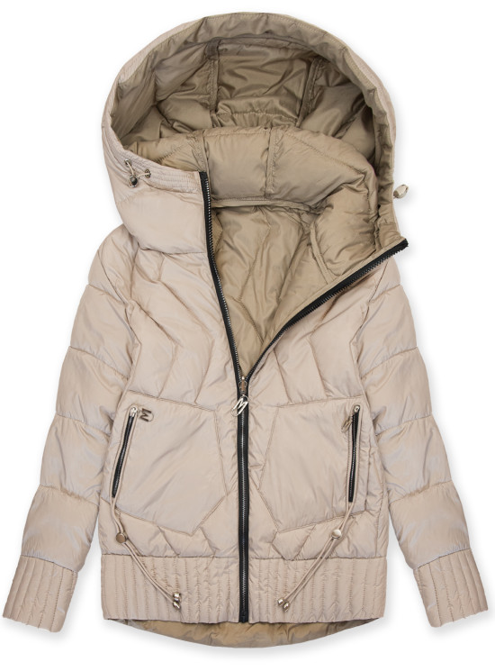 Geacă de damă reversibilă cu glugă bej