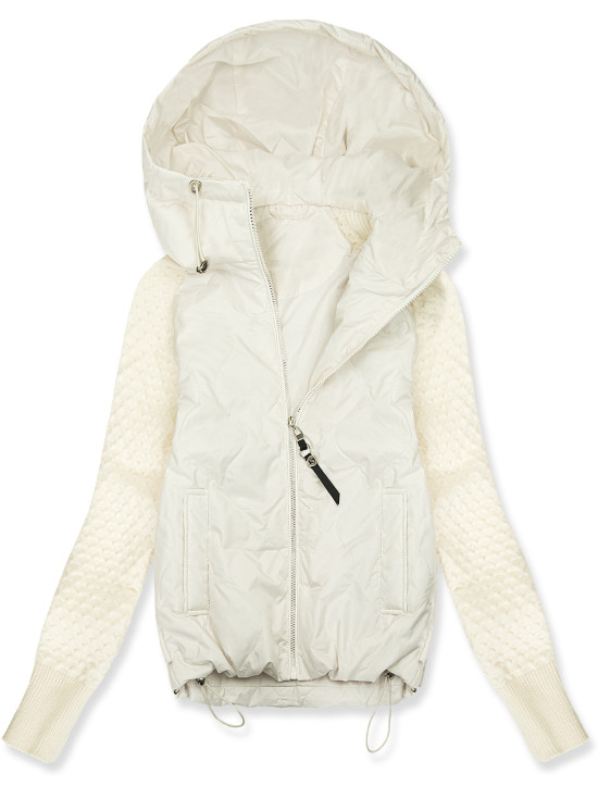 Geacă de tranziție pentru damă cu mâneci tricotate ecru