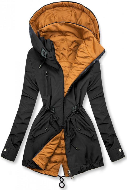 Parka ușoară de tranziție reversibilă negru/caramel