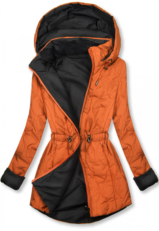Parka de toamnă matlasată portocaliu/negru