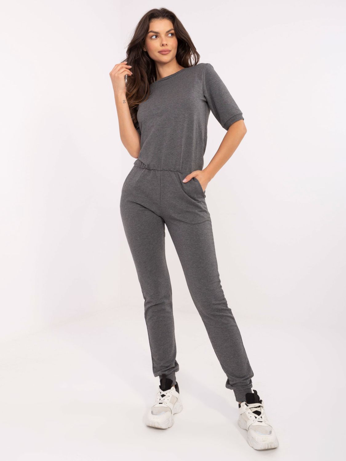 Salopetă damă gri închis melanj