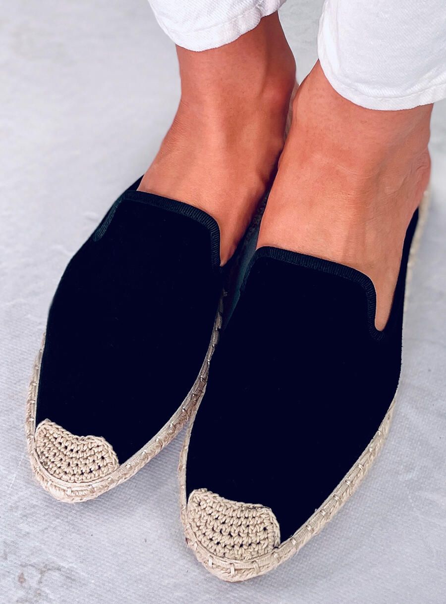Espadrile negre cu călcâiul deschis
