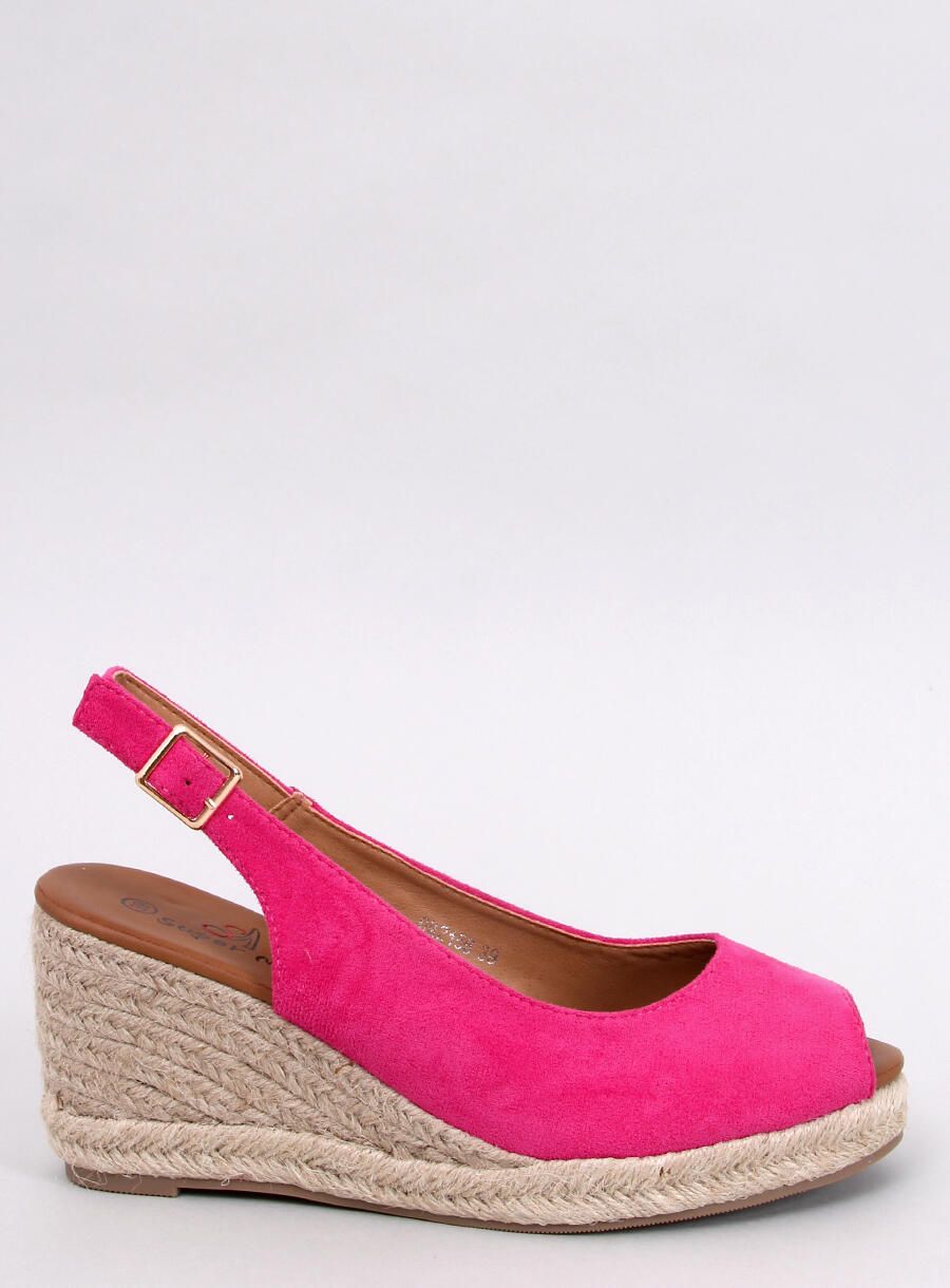 Espadrile pe platformă Open-Toe fucsia