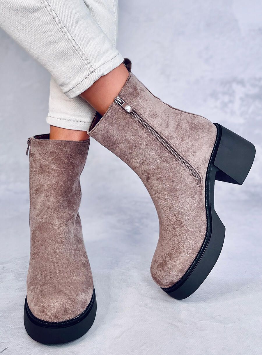 Botine maro pe toc stabil