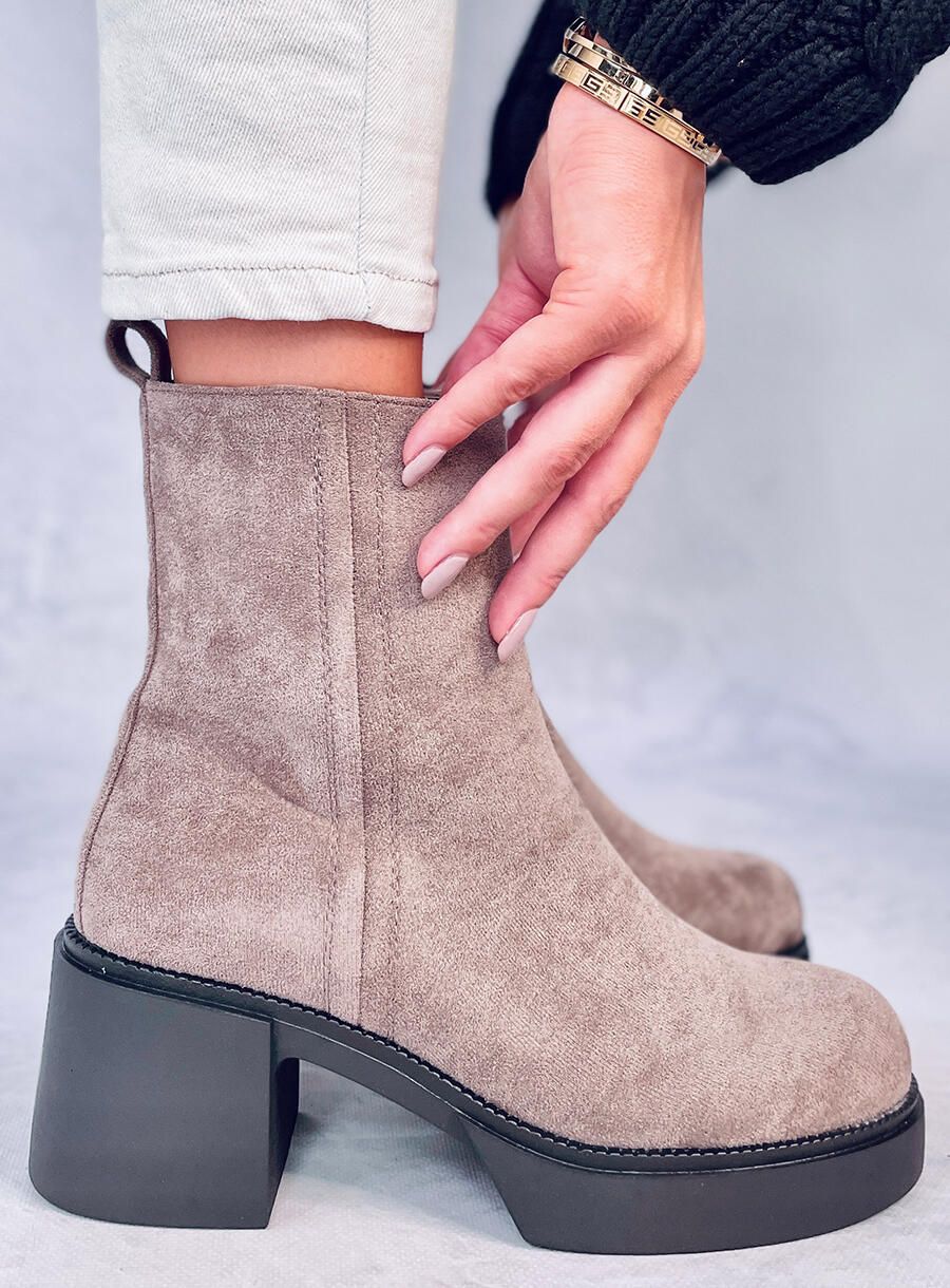 Botine maro pe toc stabil