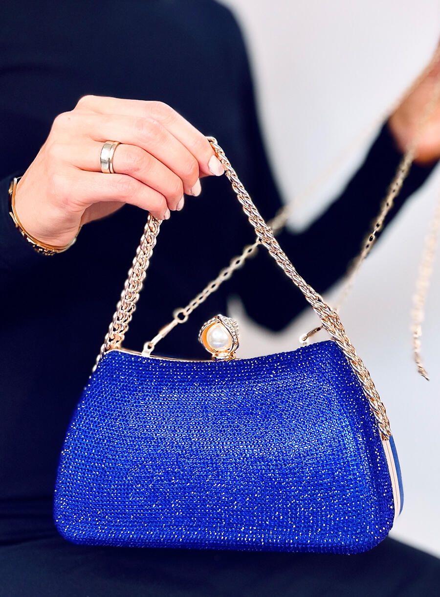 Geantă clutch albastru cobalt