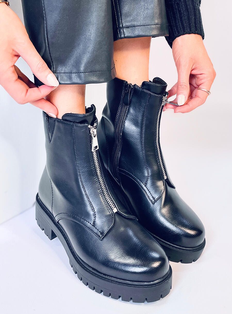 Botine negre cu fermoar