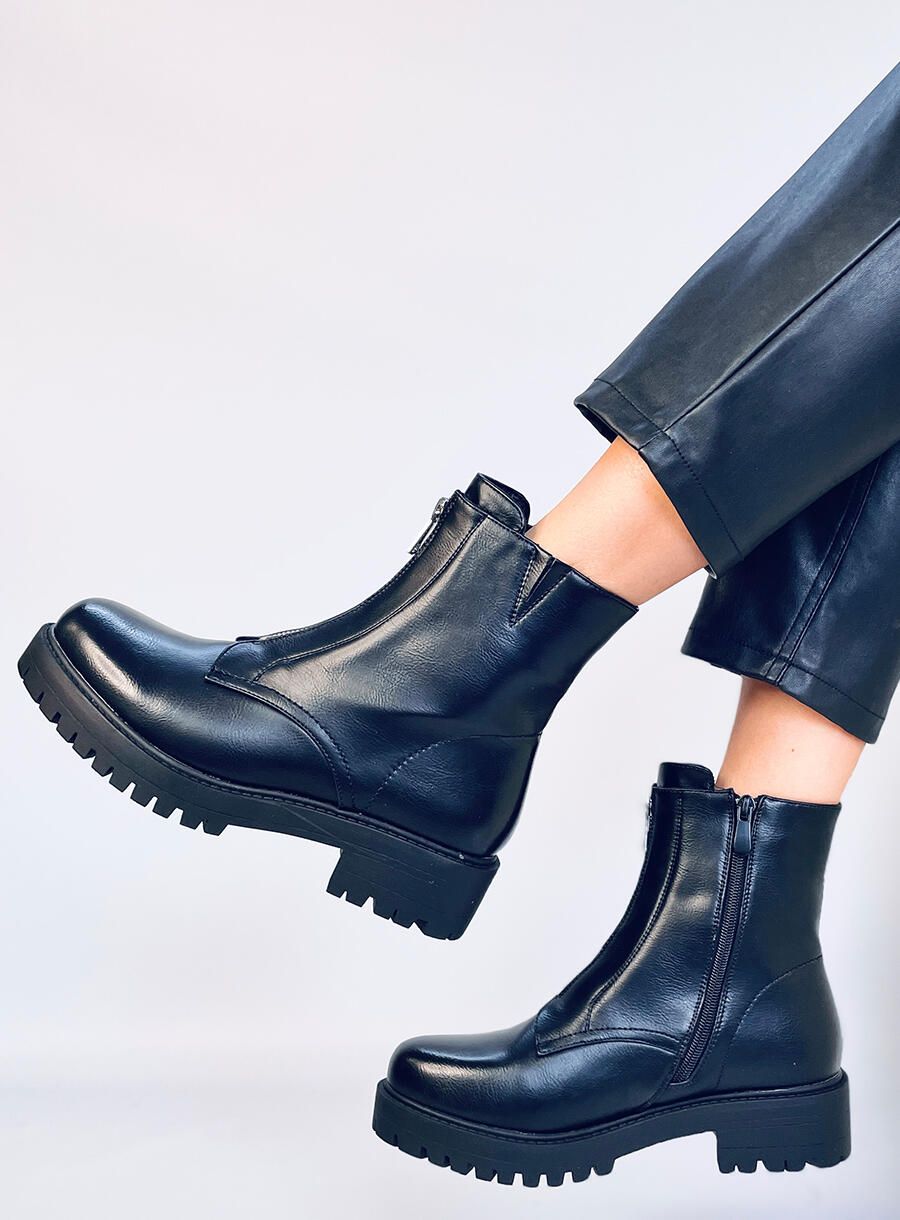 Botine negre cu fermoar