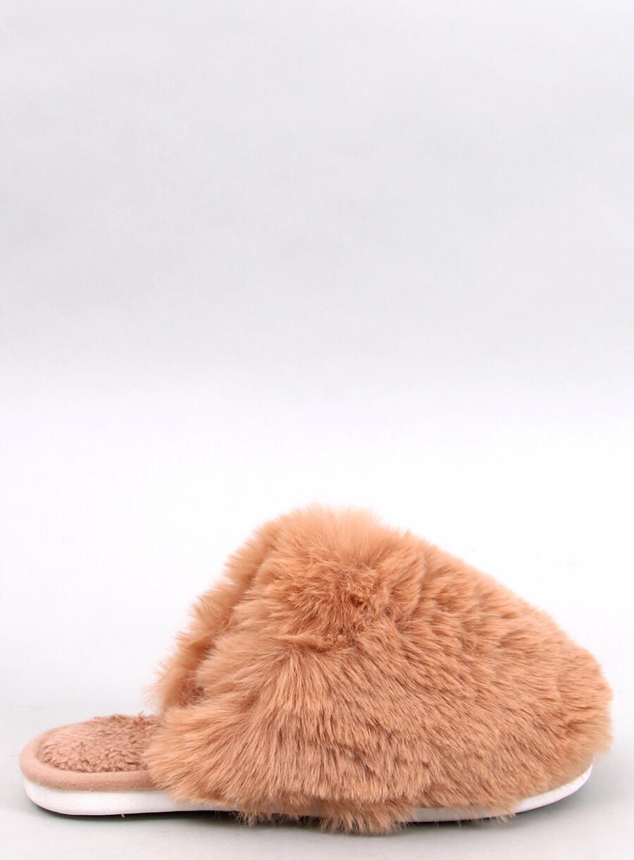 Papuci cu blană artificială camel