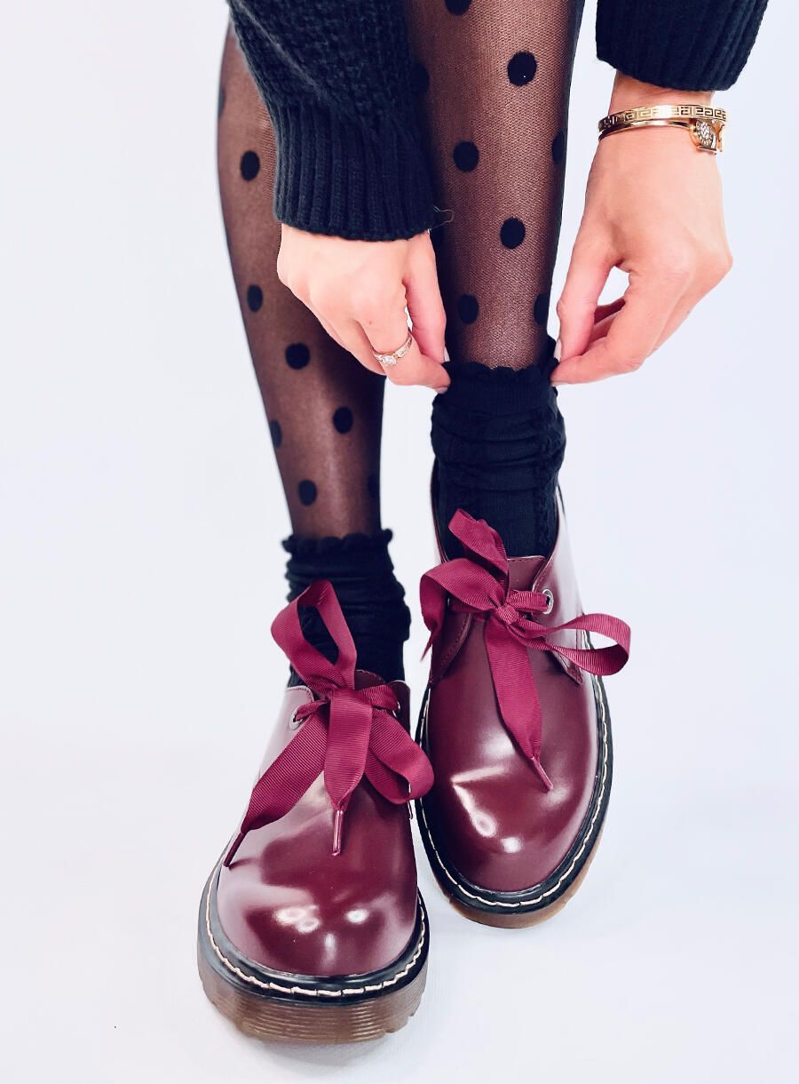 Mocasini în stil Martens vișiniu