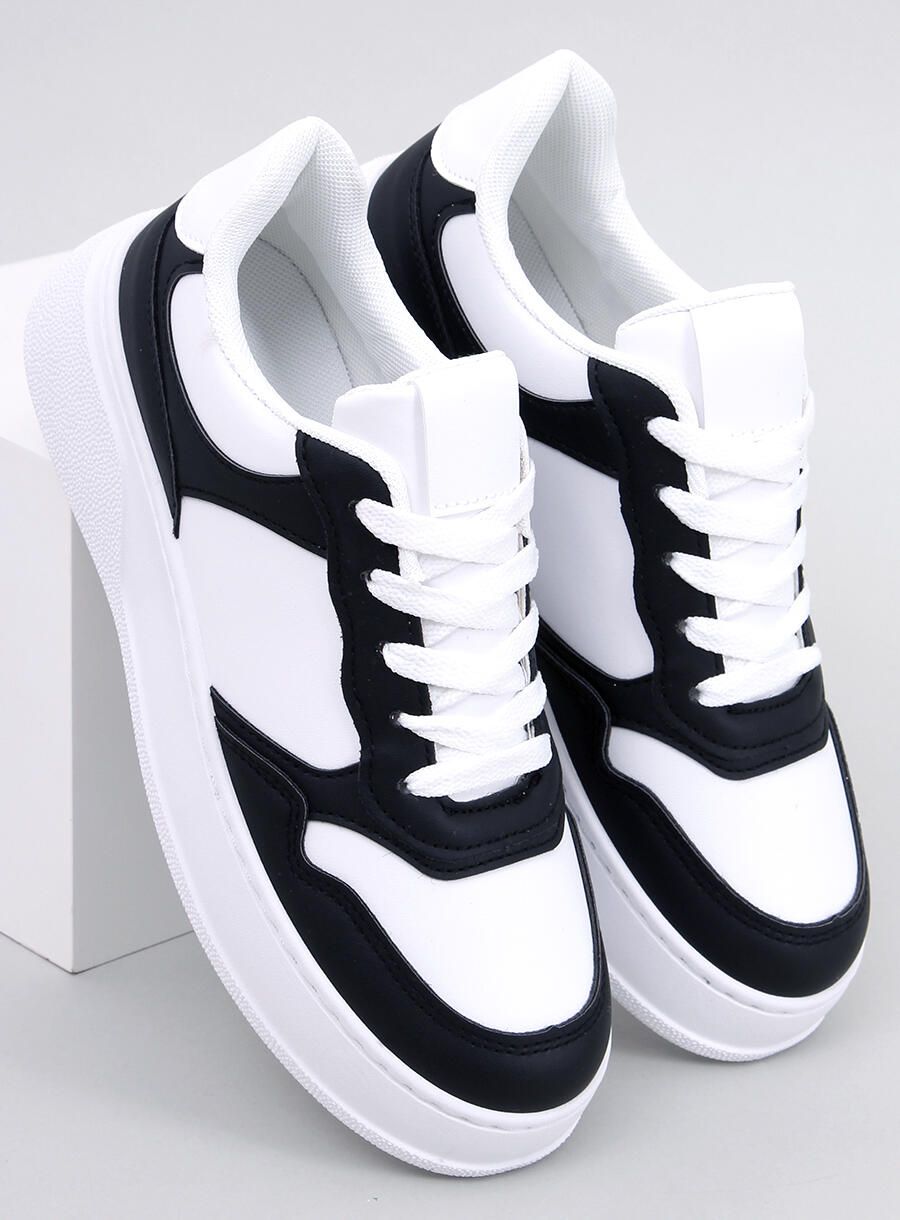 Pantofi sport cu talpă înaltă alb/negru