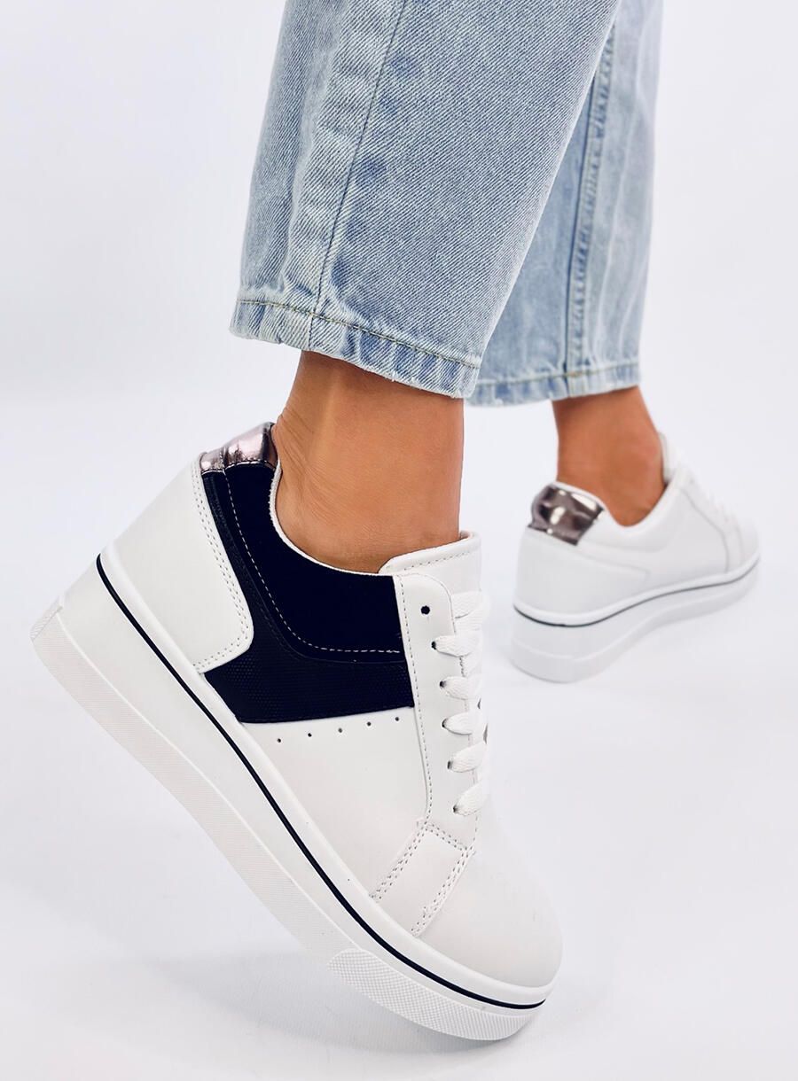 Adidași de damă cu toc ascuns alb/negru