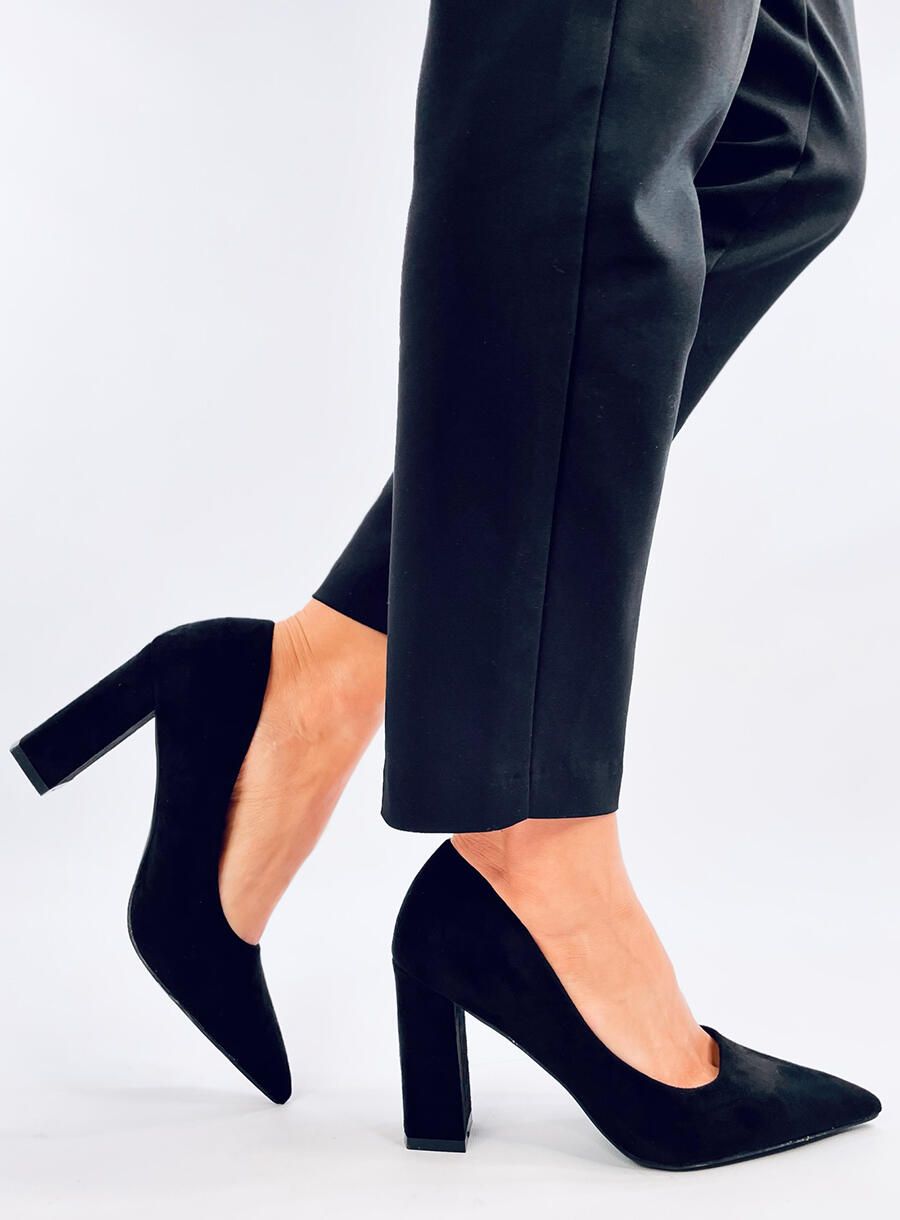 Pantofi stiletto din piele întoarsă negri