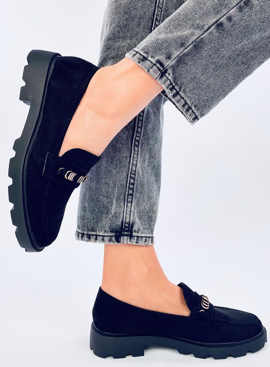Mocasini eleganți din piele întoarsă negri
