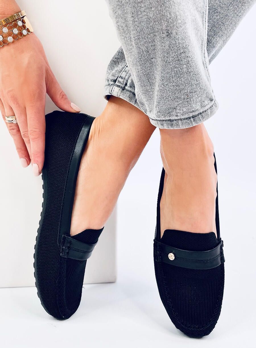 Mocasini negri din textil
