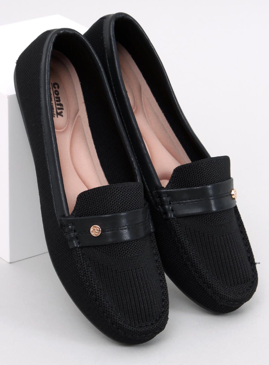 Mocasini negri din textil