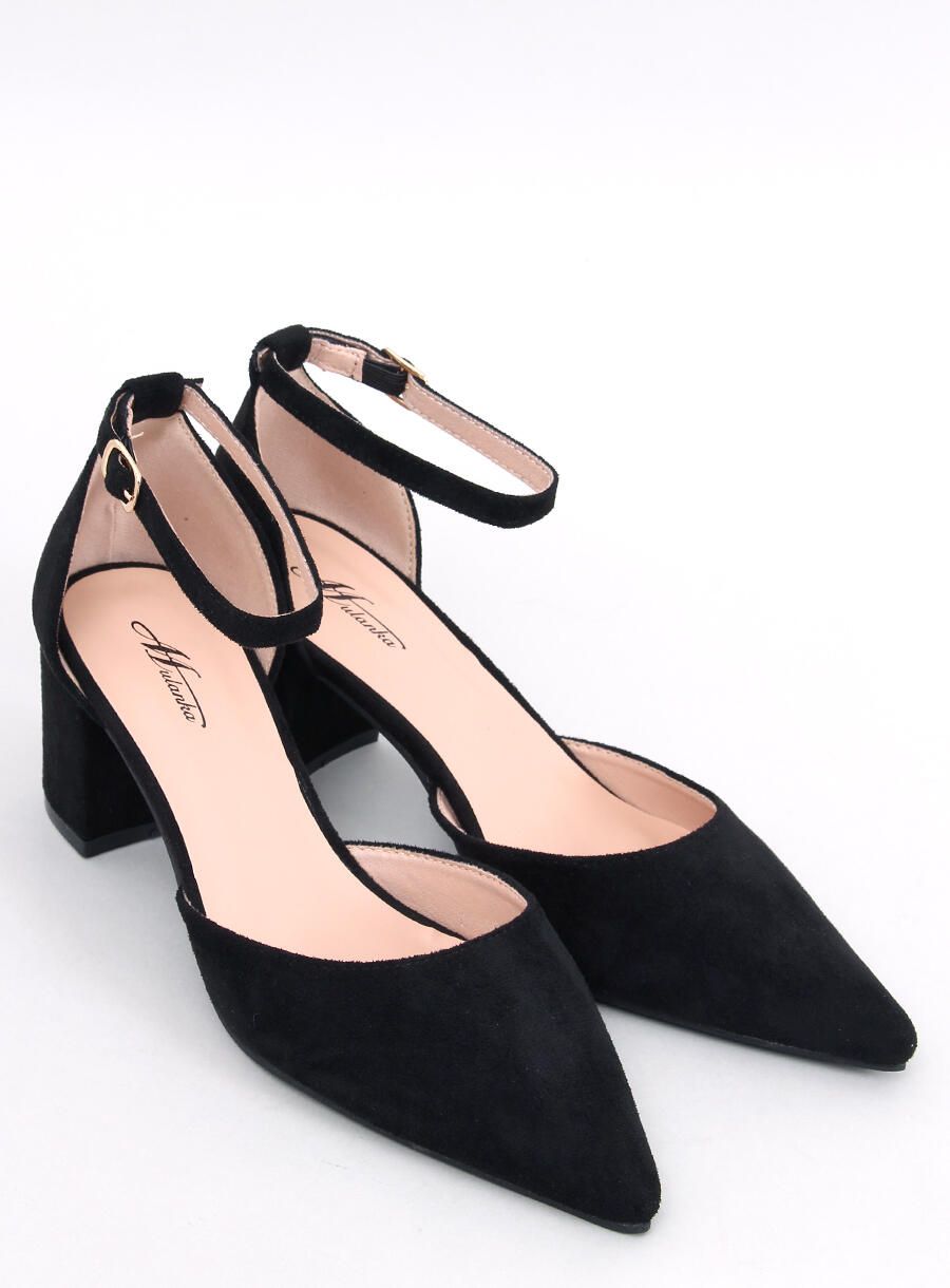Pantofi eleganți din piele întoarsă joase negri