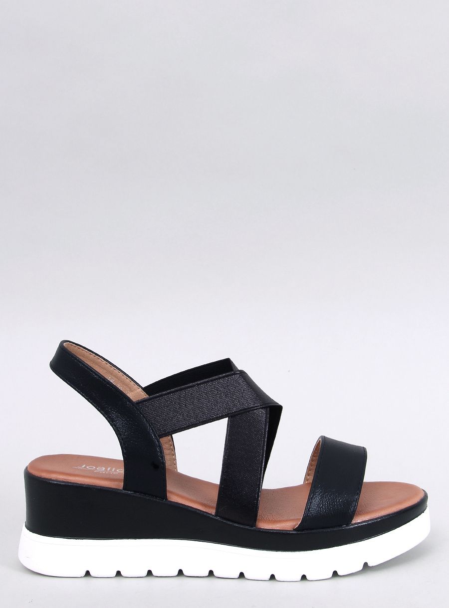 Sandale negre metalice cu toc