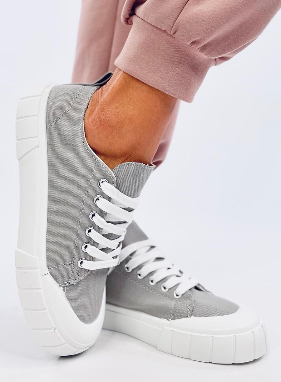 Teniși de damă din pânză gri