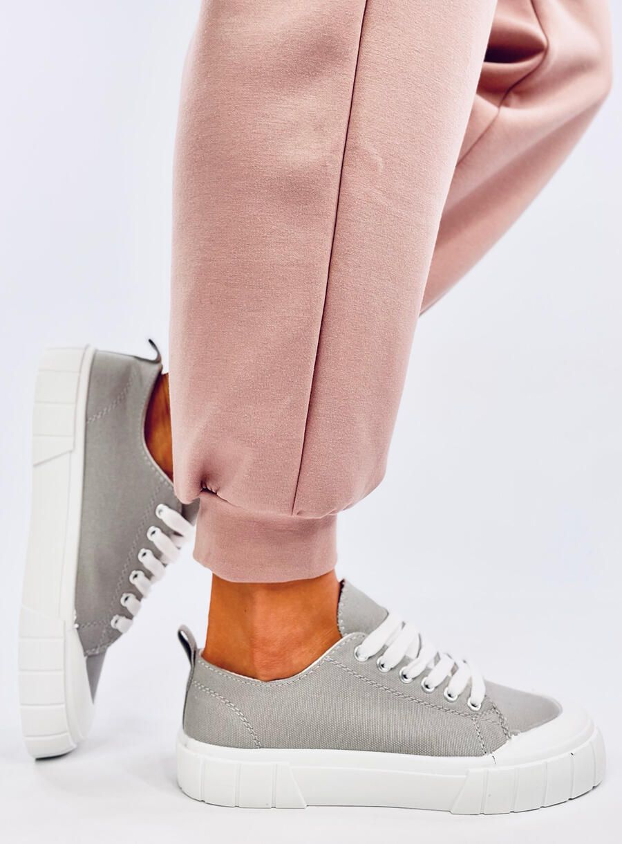 Teniși de damă din pânză gri