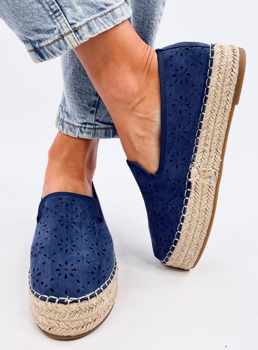 Espadrile albastre din piele întoarsă perforată