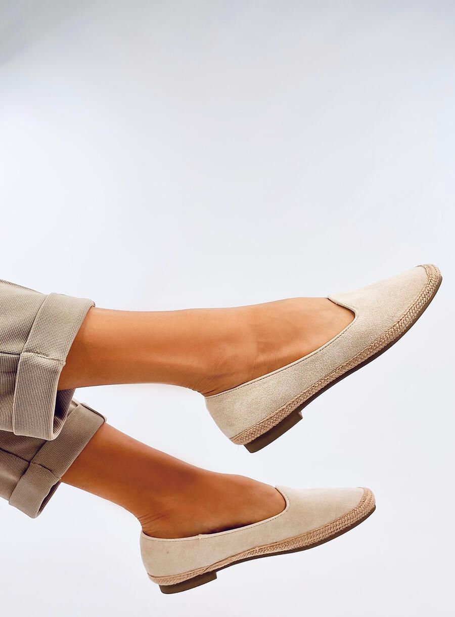 Espadrile bej din piele întoarsă ecologică