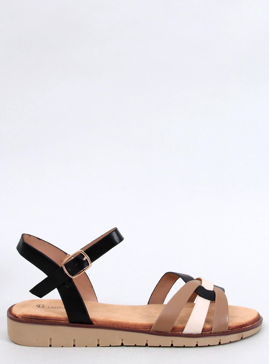 Sandale joase negre/bej