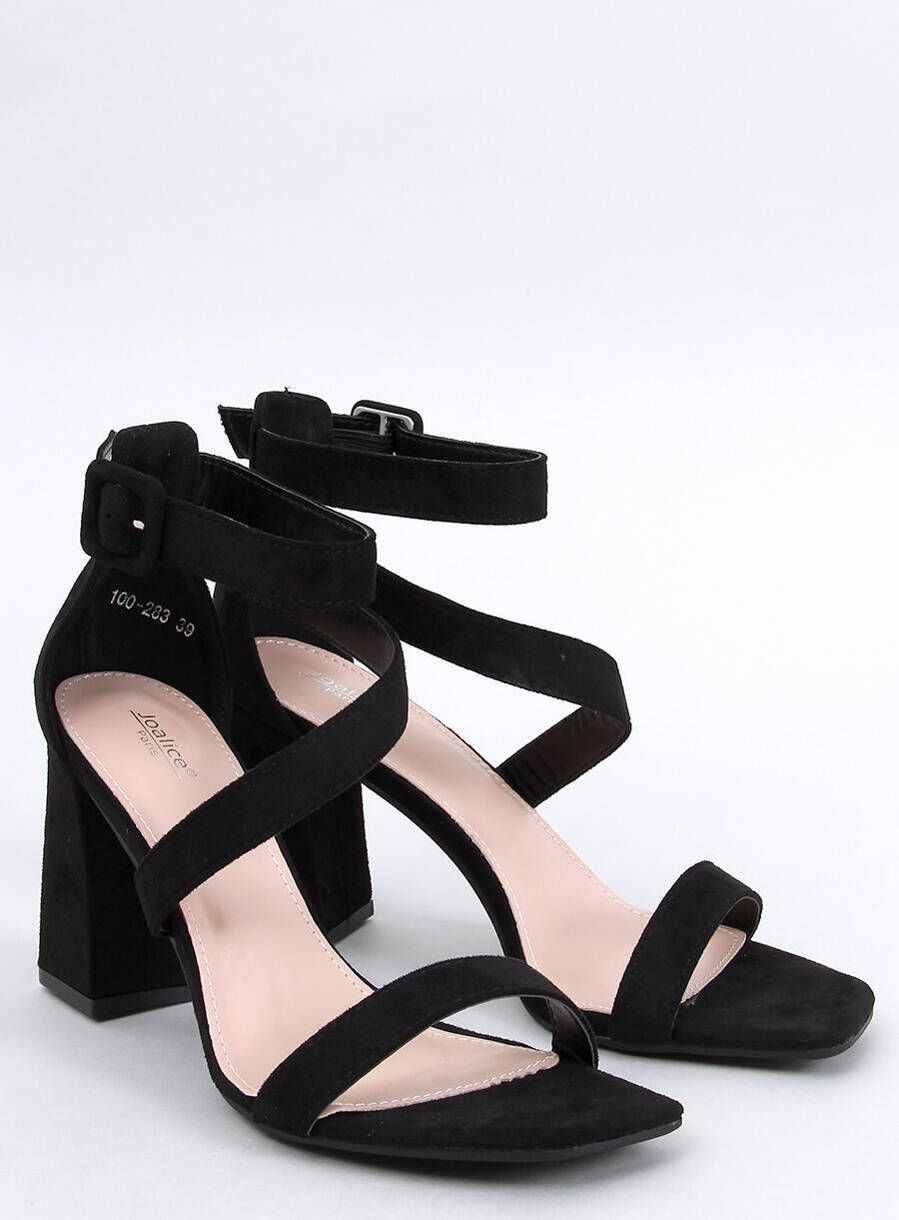 Sandale negre elegante cu bretele