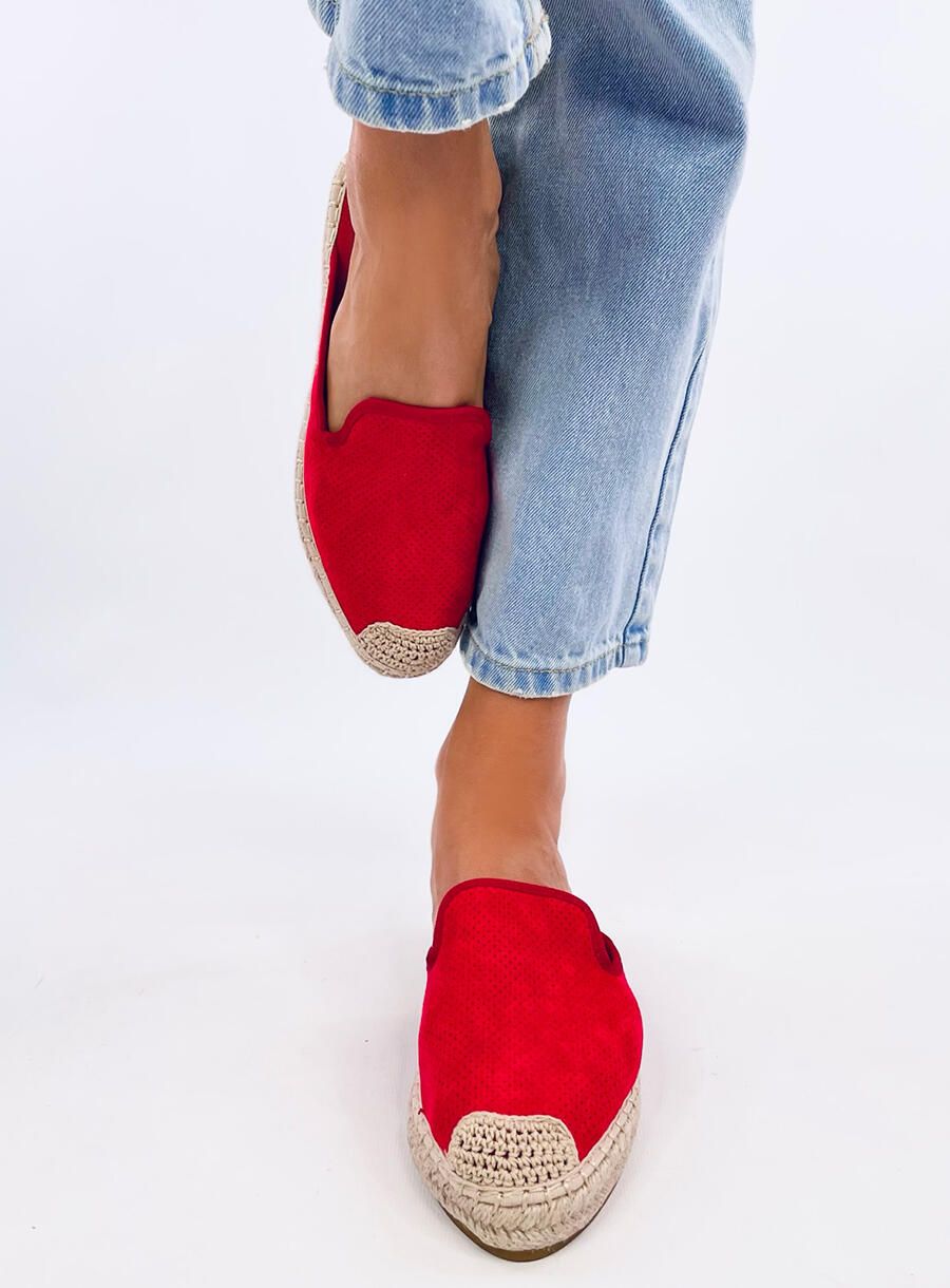 Espadrile roșii cu călcâiul deschis