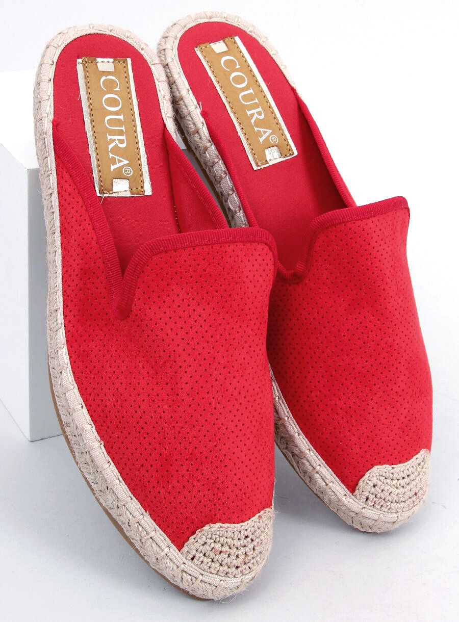 Espadrile roșii cu călcâiul deschis