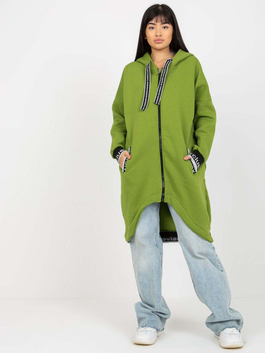 Hanorac lung din bumbac Mayar, verde deschis