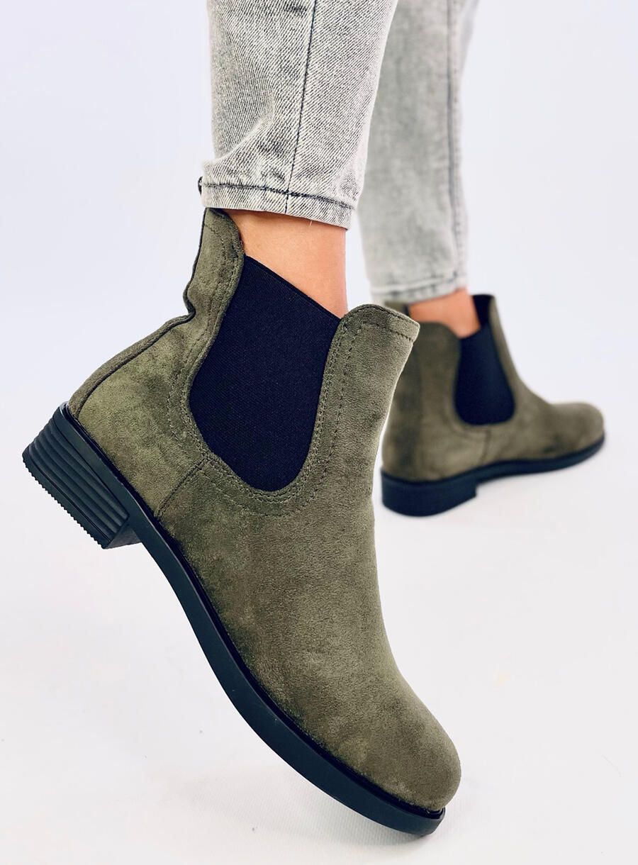 Cizme joase Chelsea verde măsliniu