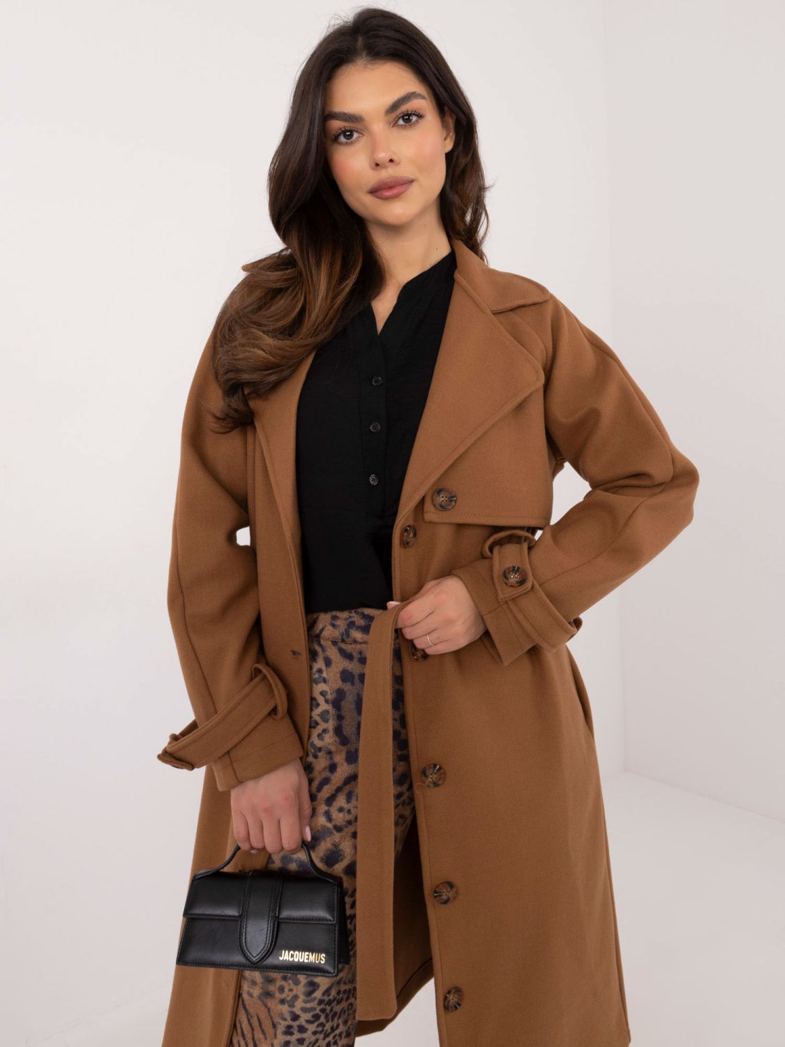 Palton elegant de tranziție în culoarea camel