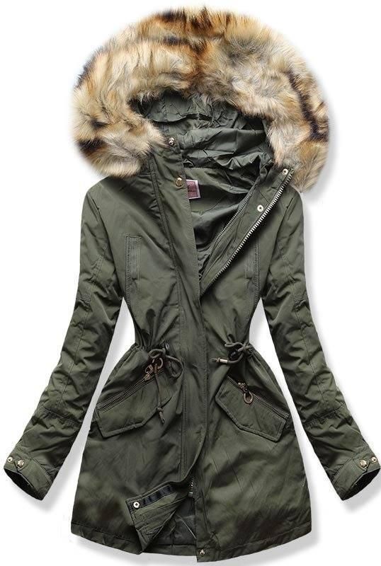 Parka khaki de iarnă cu căptușeală detașabilă
