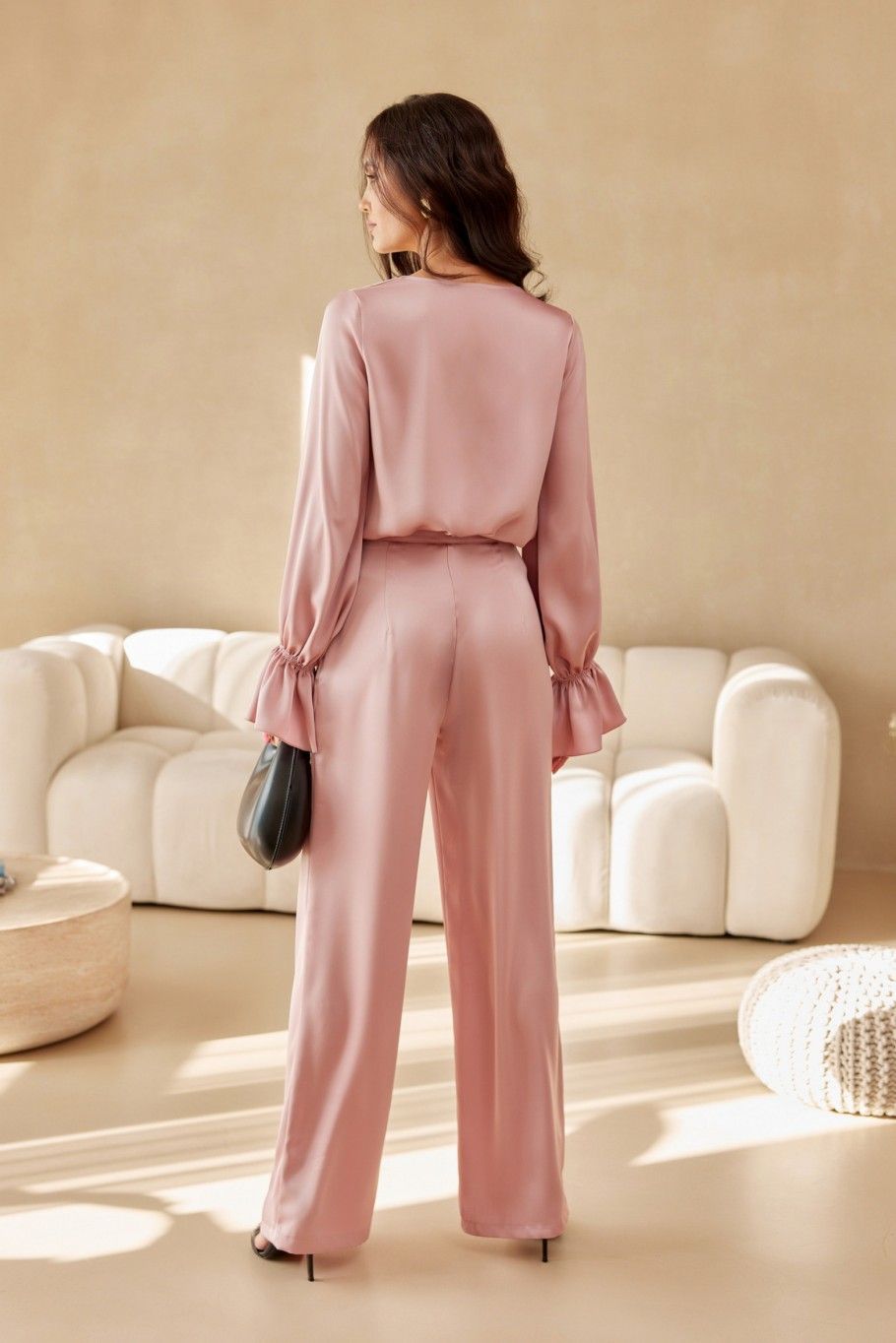 Pantaloni eleganți roz Elsa