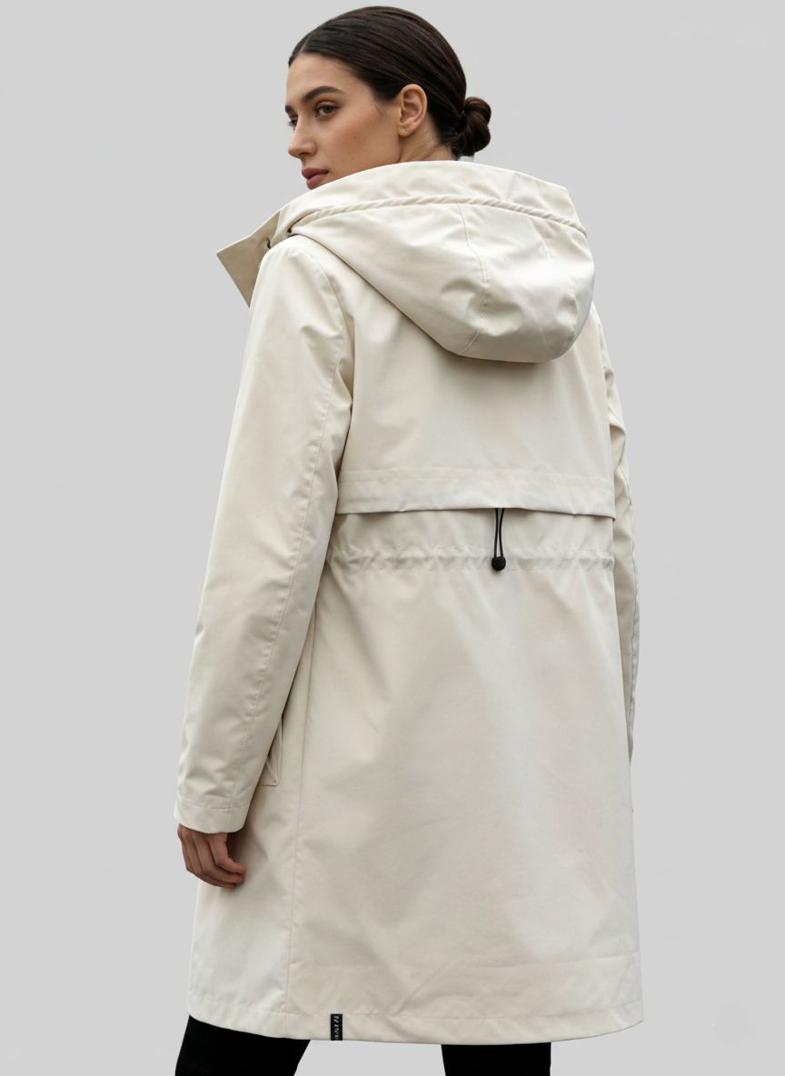 Geacă de tranziție pentru damă cu glugă - Ecru