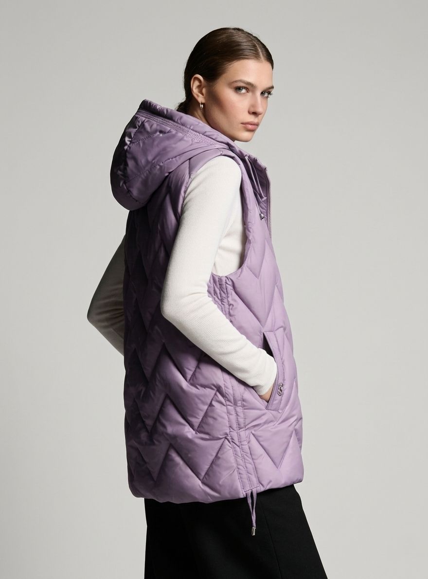 Vestă alungită violet deschis
