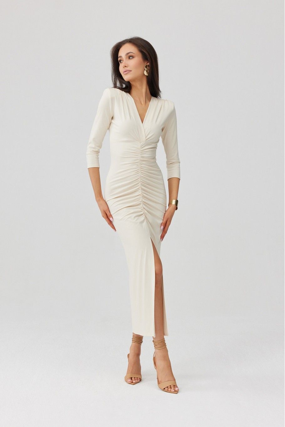 Rochie midi în culoare vanilie Mireya