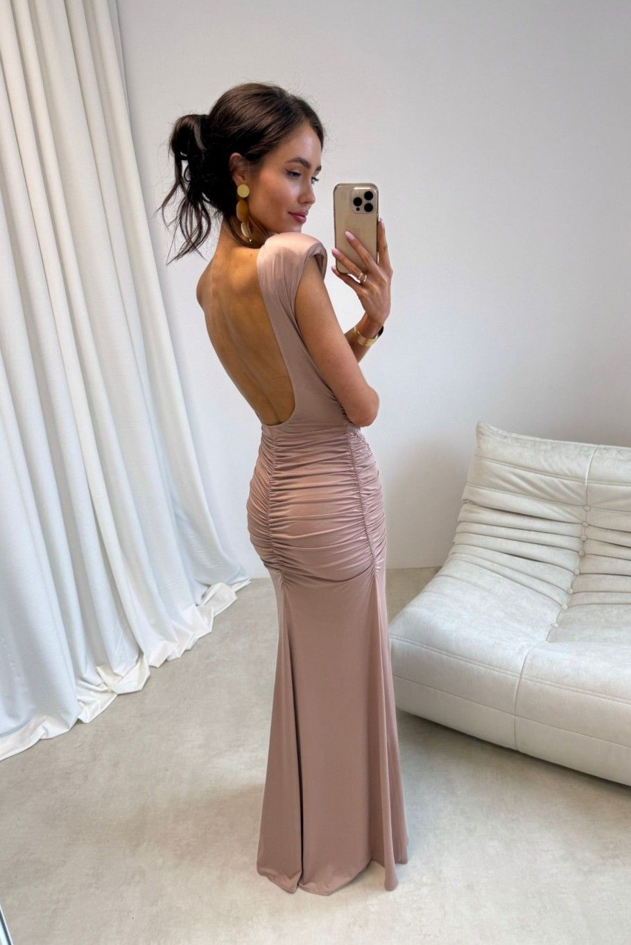 Rochie maxi Aurelia în culoarea moka