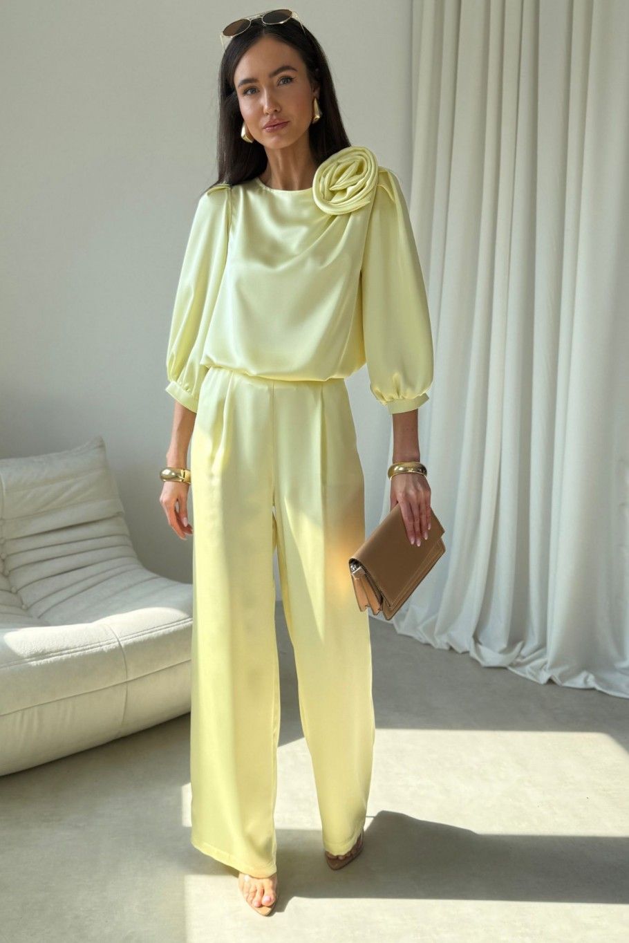 Pantaloni eleganți galbeni Elsa