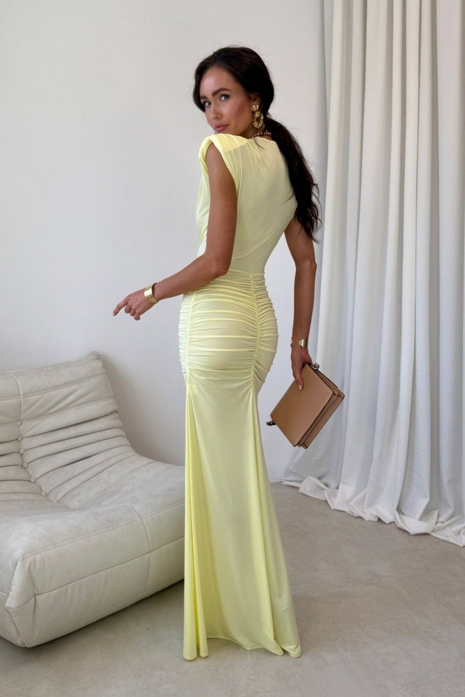 Noelia – rochie maxi galbenă